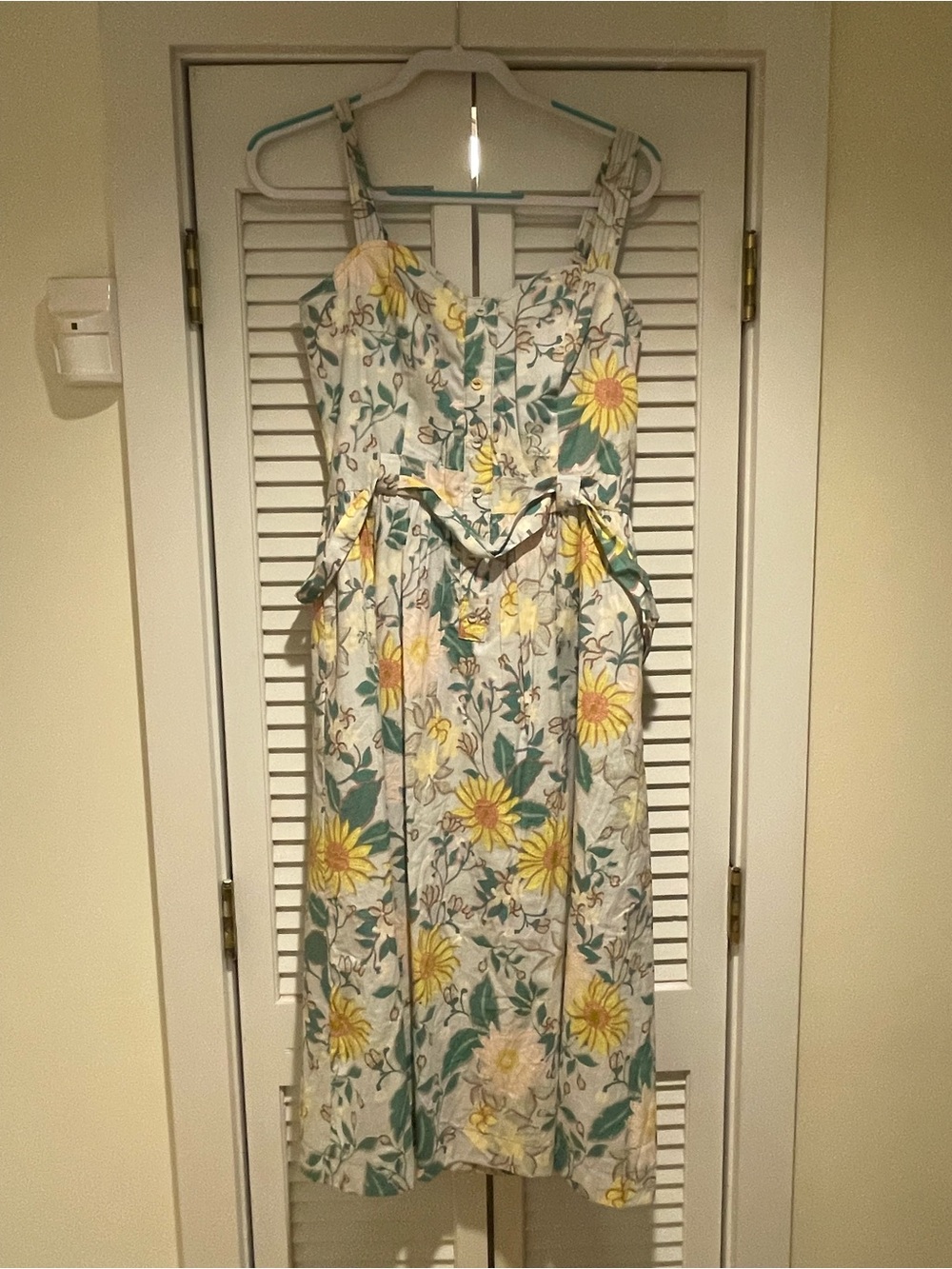 Sunflower Print Midi Dress in Yellow & Green